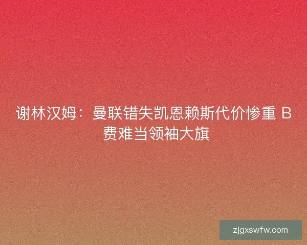 谢林汉姆：曼联错失凯恩赖斯代价惨重 B 费难当领袖大旗