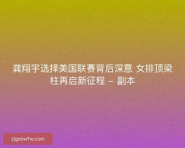 龚翔宇选择美国联赛背后深意 女排顶梁柱再启新征程 - 副本