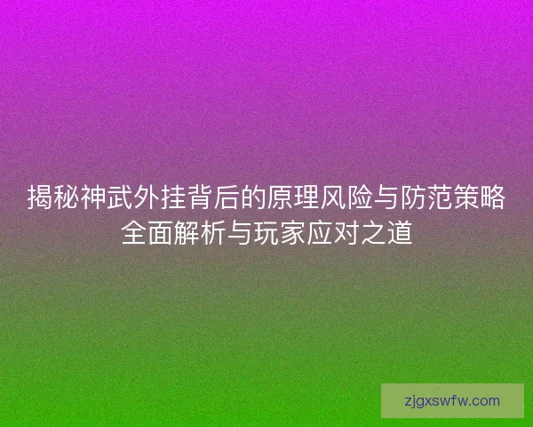 揭秘神武外挂背后的原理风险与防范策略全面解析与玩家应对之道