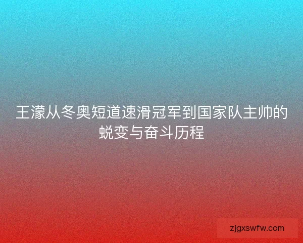 王濛从冬奥短道速滑冠军到国家队主帅的蜕变与奋斗历程