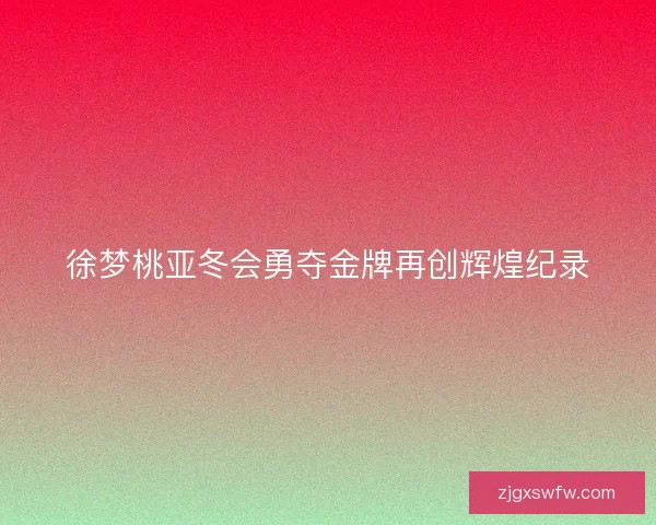 徐梦桃亚冬会勇夺金牌再创辉煌纪录