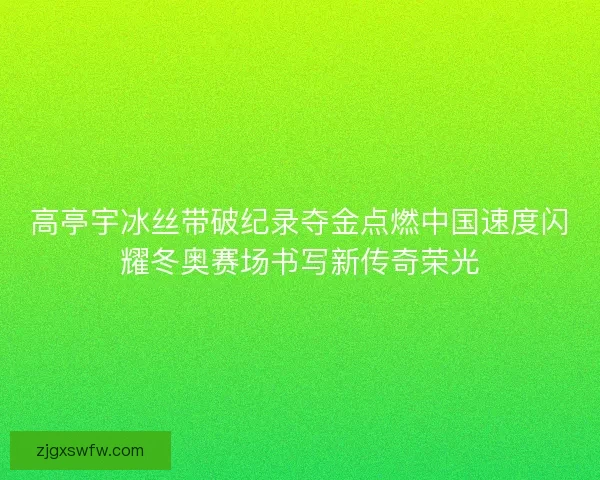 高亭宇冰丝带破纪录夺金点燃中国速度闪耀冬奥赛场书写新传奇荣光