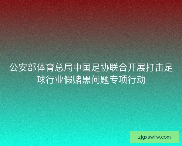 公安部体育总局中国足协联合开展打击足球行业假赌黑问题专项行动 公安部体育总局中国足协联合开展打击足球行业假赌黑问题专项行动
