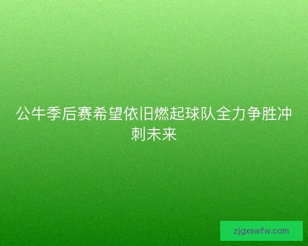 公牛季后赛希望依旧燃起球队全力争胜冲刺未来 公牛季后赛希望依旧燃起球队全力争胜冲刺未来