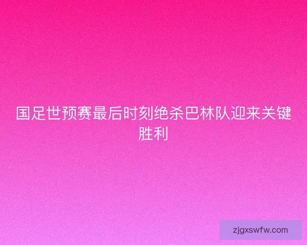 国足世预赛最后时刻绝杀巴林队迎来关键胜利